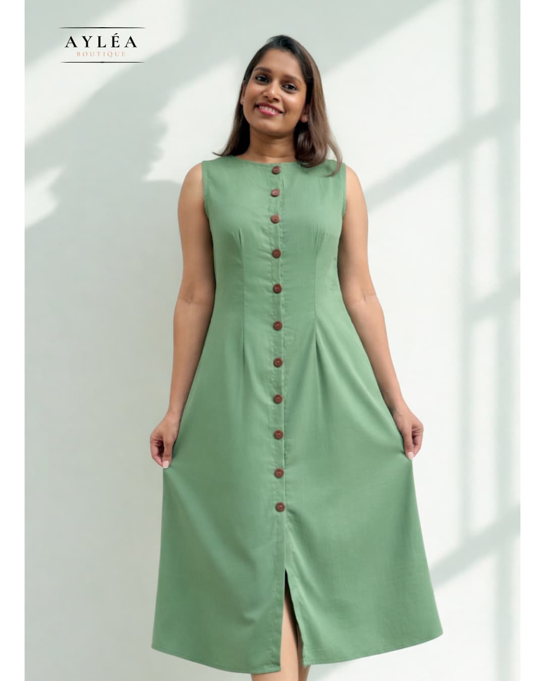 Olive Mist Midi Dress
