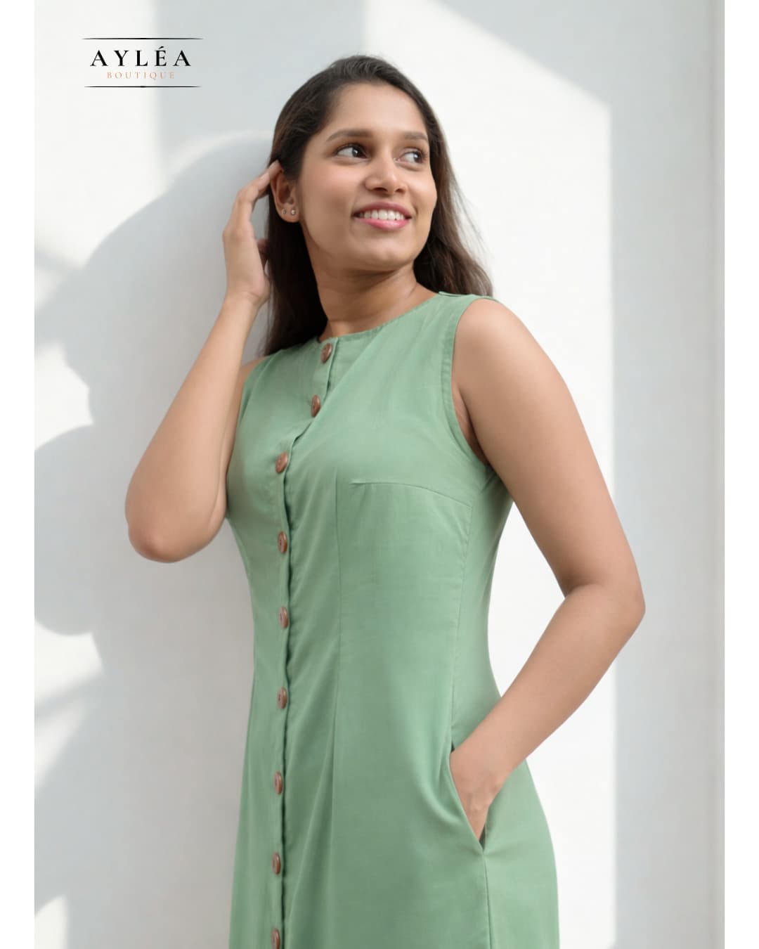 Olive Mist Midi Dress — view 2