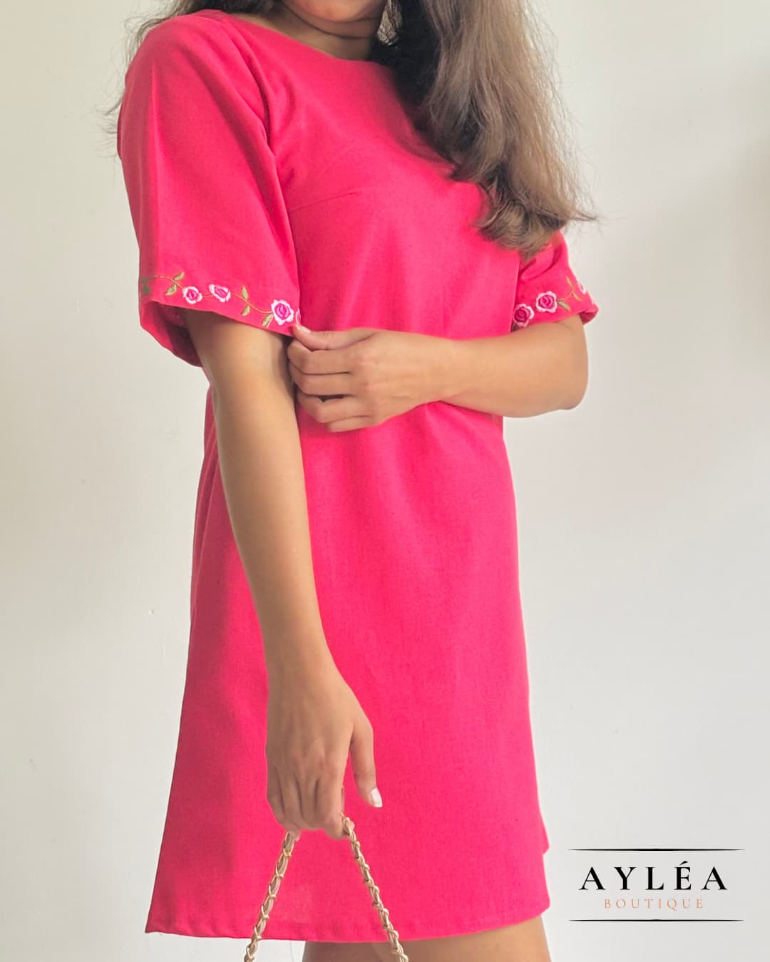 Raspberry Linen Dress — view 2
